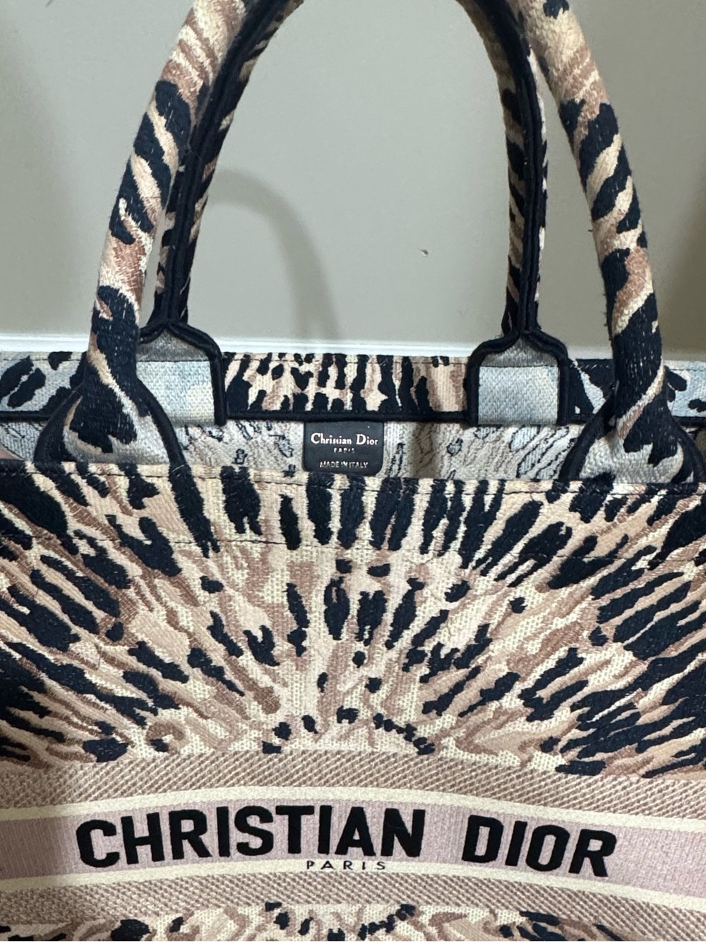 Dior Beige, Black & Cream Patterned Canvas Tote - Picture 2 of 5
